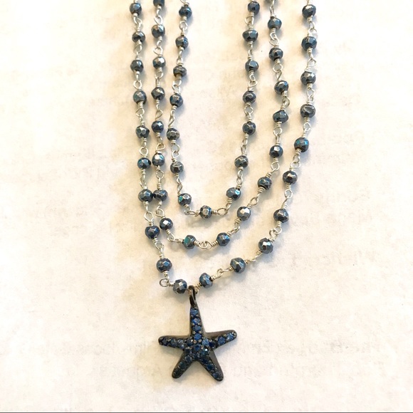 Triple Strand Blue Topaz Necklace